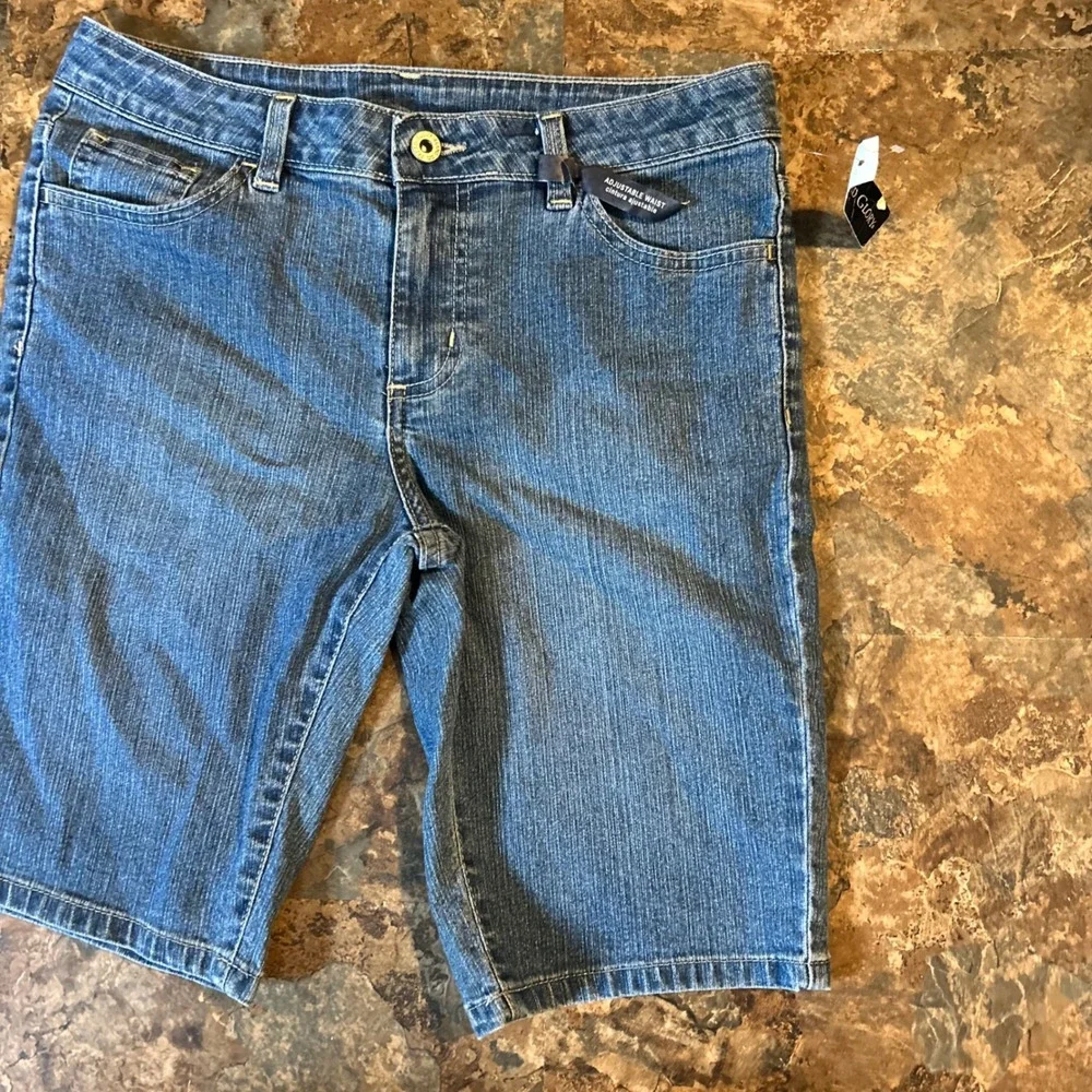 Vintage Faded Glory Jean Shorts Girls Size 14 Blue Denim Bermuda Short